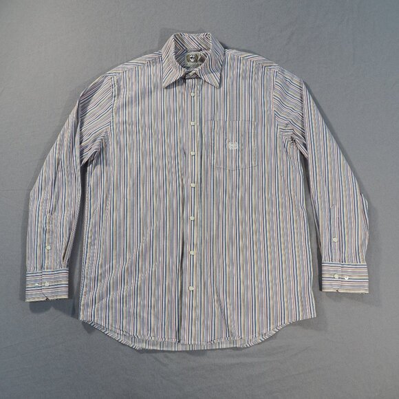 Cinch Other - Cinch Shirt Mens Medium Blue Pink Stripe Pearl Snap Western Cowboy Rancher Rodeo